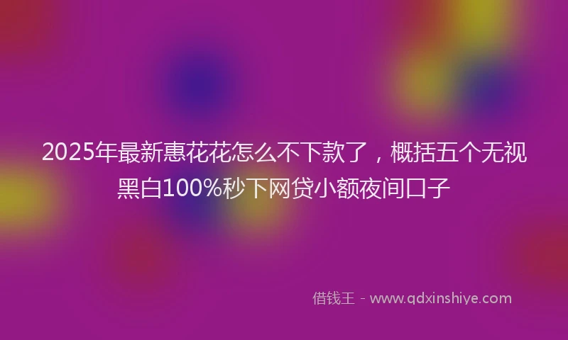 2025年最新惠花花怎么不下款了，概括五个无视黑白100%秒下网贷小额夜间口子
