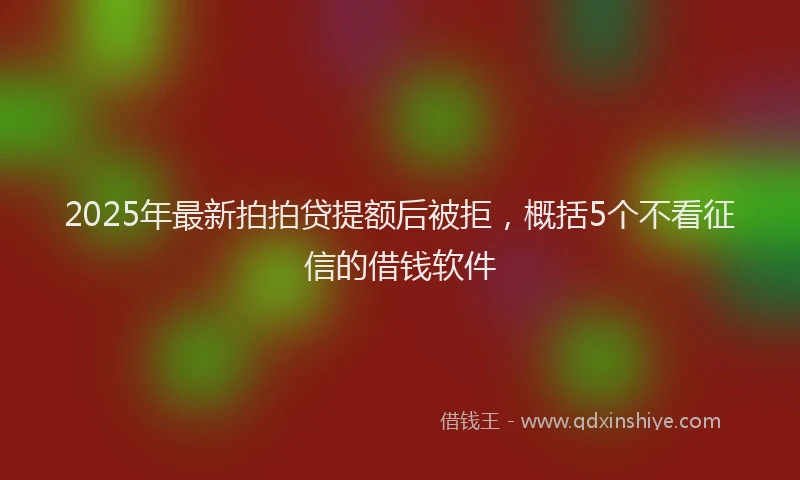 2025年最新拍拍贷提额后被拒，概括5个不看征信的借钱软件