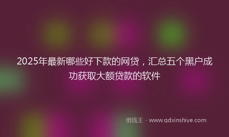 2025年最新哪些好下款的网贷，汇总五个黑户成功获取大额贷款的软件