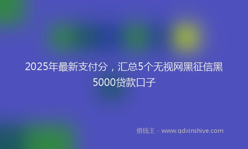 2025年最新支付分，汇总5个无视网黑征信黑5000贷款口子