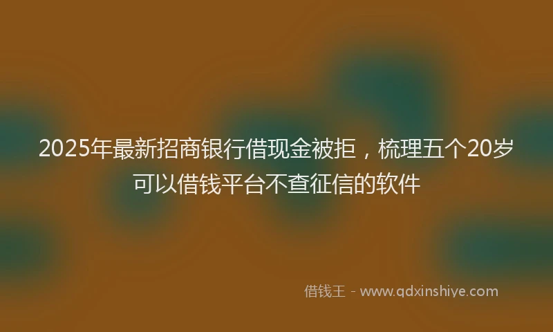 2025年最新招商银行借现金被拒，梳理五个20岁可以借钱平台不查征信的软件
