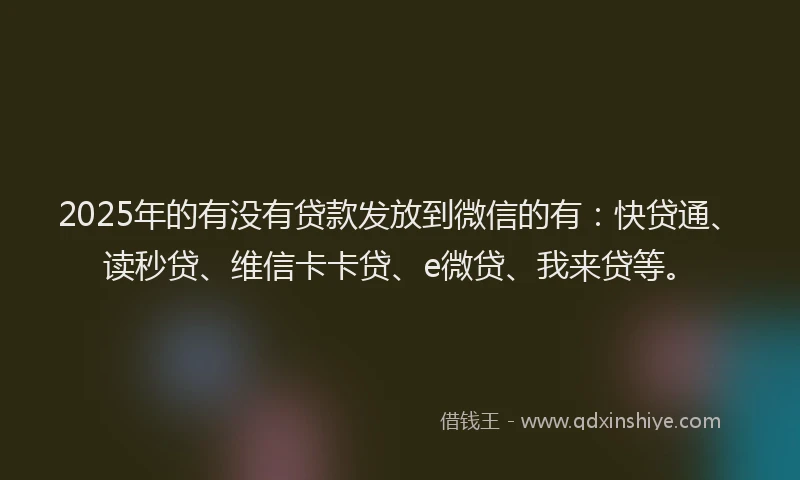 2025年的有没有贷款发放到微信的有：快贷通、读秒贷、维信卡卡贷、e微贷、我来贷等。