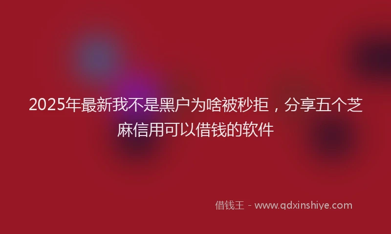2025年最新我不是黑户为啥被秒拒，分享五个芝麻信用可以借钱的软件