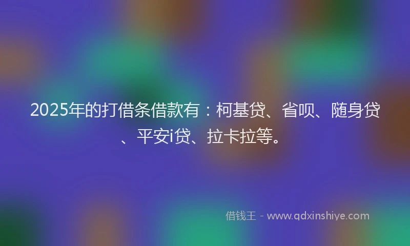 2025年的打借条借款有：柯基贷、省呗、随身贷、平安i贷、拉卡拉等。