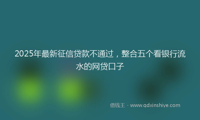 2025年最新征信贷款不通过，整合五个看银行流水的网贷口子