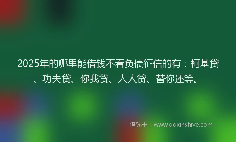 2025年的哪里能借钱不看负债征信的有：柯基贷、功夫贷、你我贷、人人贷、替你还等。