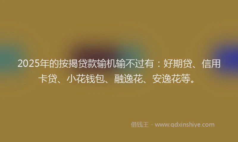 2025年的按揭贷款输机输不过有：好期贷、信用卡贷、小花钱包、融逸花、安逸花等。
