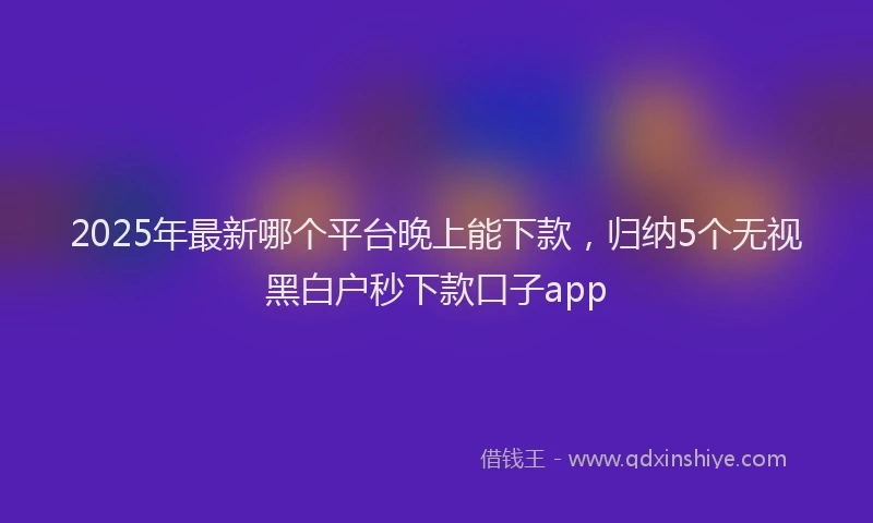 2025年最新哪个平台晚上能下款，归纳5个无视黑白户秒下款口子app