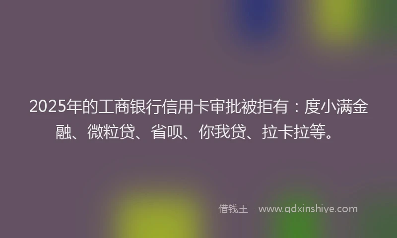 2025年的工商银行信用卡审批被拒有：度小满金融、微粒贷、省呗、你我贷、拉卡拉等。