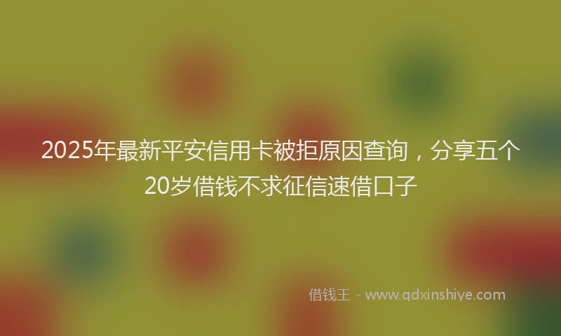 2025年最新平安信用卡被拒原因查询，分享五个20岁借钱不求征信速借口子