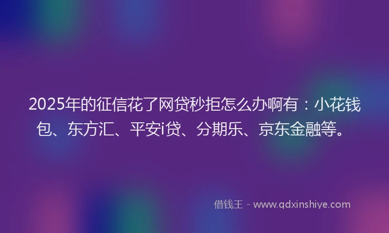 2025年的征信花了网贷秒拒怎么办啊有：小花钱包、东方汇、平安i贷、分期乐、京东金融等。
