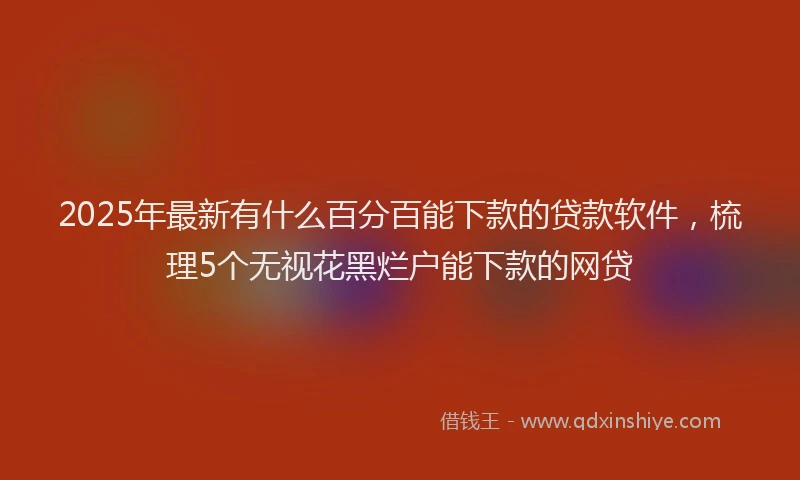 2025年最新有什么百分百能下款的贷款软件，梳理5个无视花黑烂户能下款的网贷