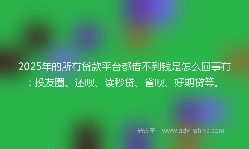 2025年的所有贷款平台都借不到钱是怎么回事有：投友圈、还呗、读秒贷、省呗、好期贷等。