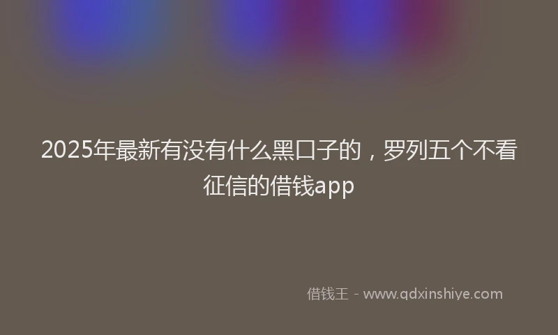 2025年最新有没有什么黑口子的，罗列五个不看征信的借钱app