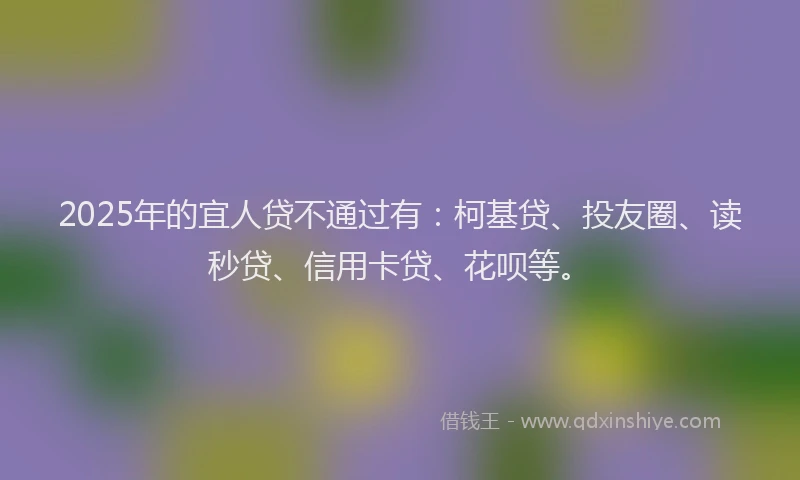 2025年的宜人贷不通过有：柯基贷、投友圈、读秒贷、信用卡贷、花呗等。