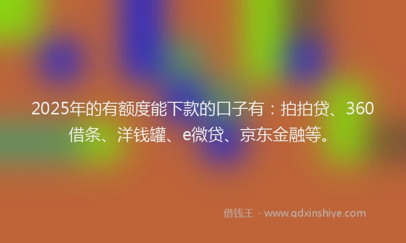 2025年的有额度能下款的口子有：拍拍贷、360借条、洋钱罐、e微贷、京东金融等。
