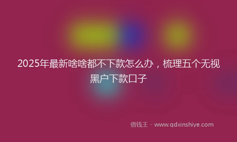 2025年最新啥啥都不下款怎么办，梳理五个无视黑户下款口子
