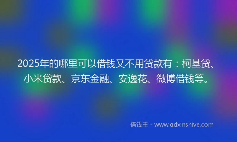 2025年的哪里可以借钱又不用贷款有：柯基贷、小米贷款、京东金融、安逸花、微博借钱等。