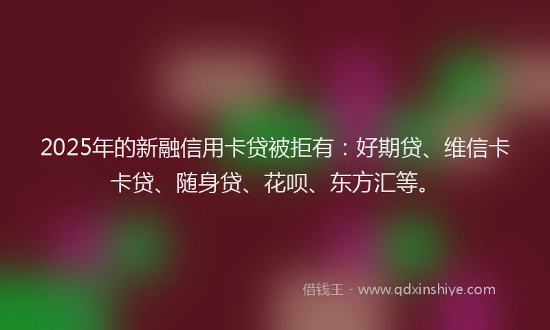 2025年的新融信用卡贷被拒有：好期贷、维信卡卡贷、随身贷、花呗、东方汇等。