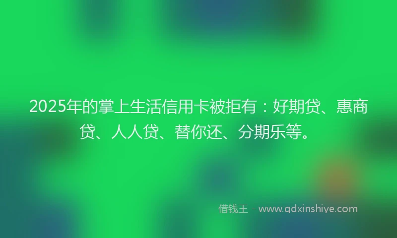 2025年的掌上生活信用卡被拒有：好期贷、惠商贷、人人贷、替你还、分期乐等。