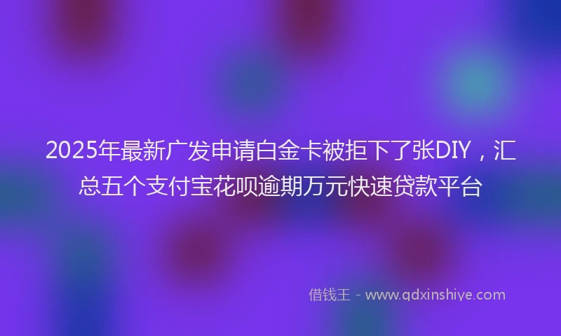 2025年最新广发申请白金卡被拒下了张DIY，汇总五个支付宝花呗逾期万元快速贷款平台