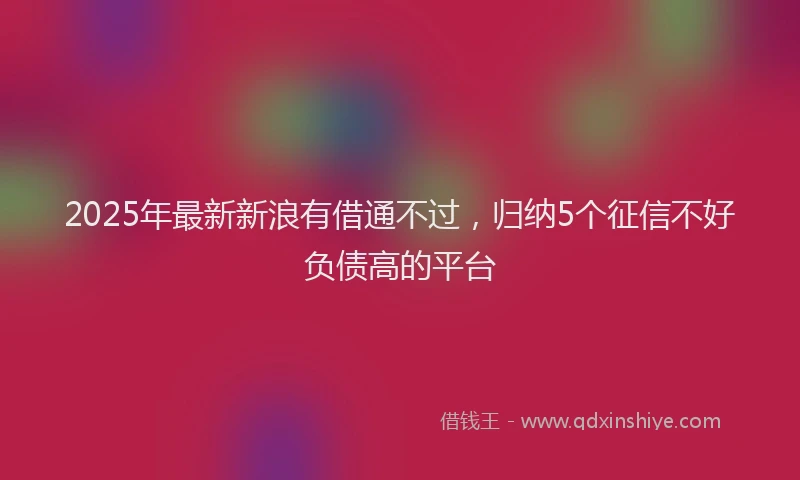 2025年最新新浪有借通不过，归纳5个征信不好负债高的平台