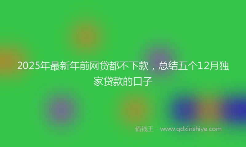 2025年最新年前网贷都不下款，总结五个12月独家贷款的口子