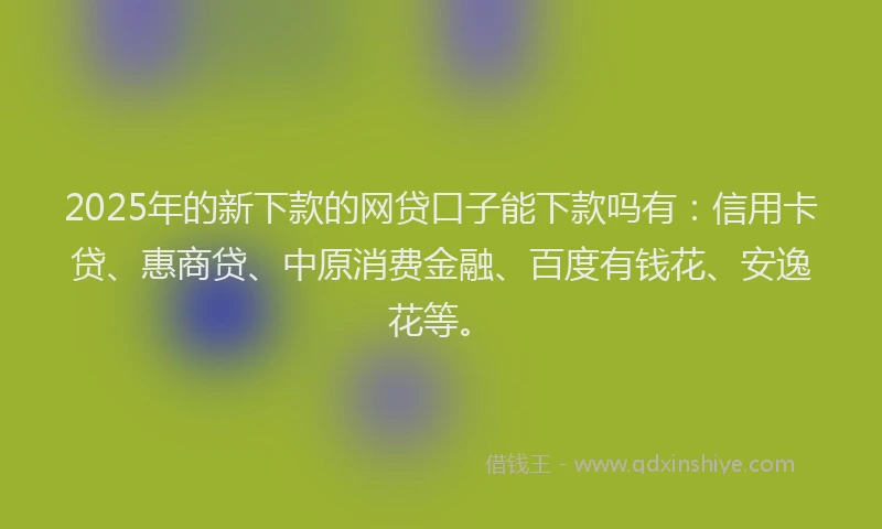 2025年的新下款的网贷口子能下款吗有：信用卡贷、惠商贷、中原消费金融、百度有钱花、安逸花等。