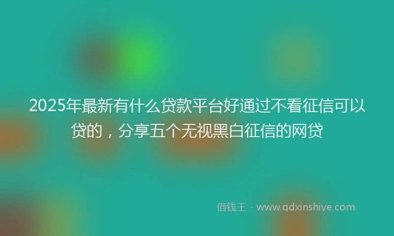 2025年最新有什么贷款平台好通过不看征信可以贷的，分享五个无视黑白征信的网贷