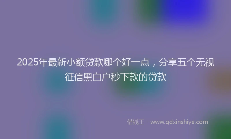 2025年最新小额贷款哪个好一点，分享五个无视征信黑白户秒下款的贷款