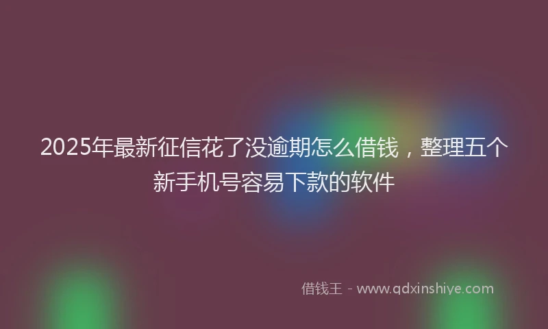 2025年最新征信花了没逾期怎么借钱，整理五个新手机号容易下款的软件