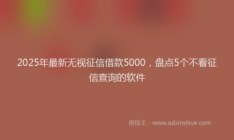 2025年最新无视征信借款5000，盘点5个不看征信查询的软件