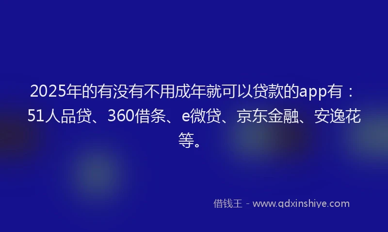2025年的有没有不用成年就可以贷款的app有：51人品贷、360借条、e微贷、京东金融、安逸花等。