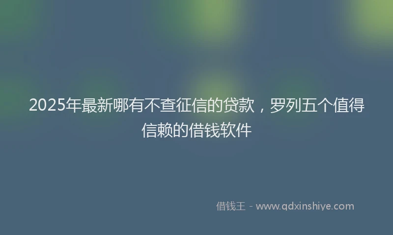 2025年最新哪有不查征信的贷款，罗列五个值得信赖的借钱软件