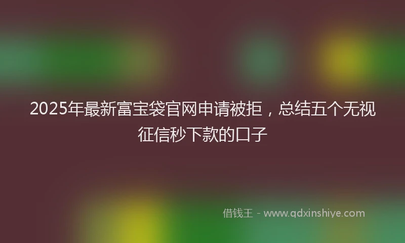 2025年最新富宝袋官网申请被拒，总结五个无视征信秒下款的口子