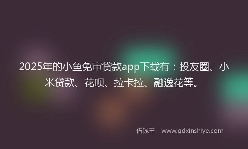 2025年的小鱼免审贷款app下载有：投友圈、小米贷款、花呗、拉卡拉、融逸花等。