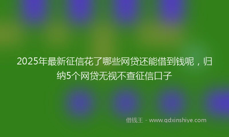 2025年最新征信花了哪些网贷还能借到钱呢，归纳5个网贷无视不查征信口子
