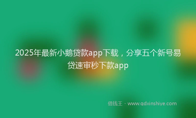 2025年最新小鹅贷款app下载，分享五个新号易贷速审秒下款app
