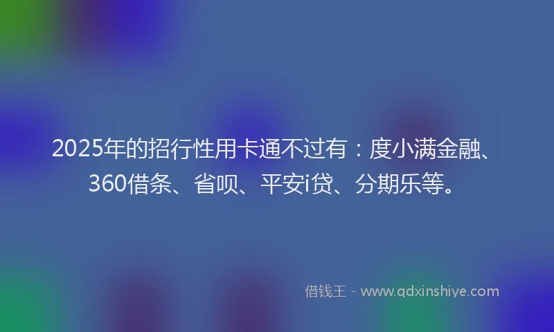2025年的招行性用卡通不过有：度小满金融、360借条、省呗、平安i贷、分期乐等。