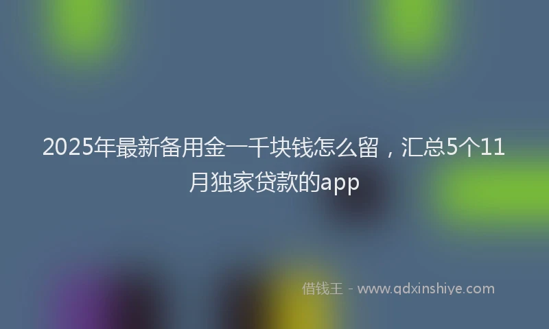 2025年最新备用金一千块钱怎么留，汇总5个11月独家贷款的app