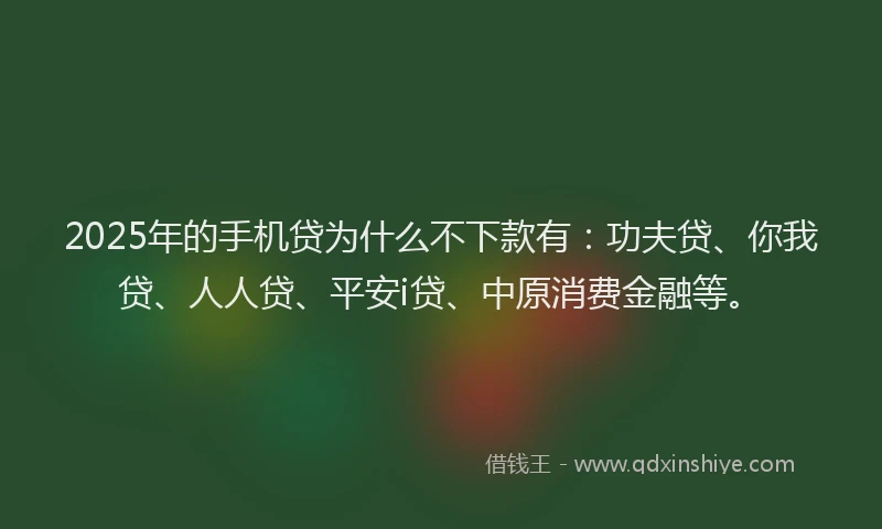 2025年的手机贷为什么不下款有：功夫贷、你我贷、人人贷、平安i贷、中原消费金融等。