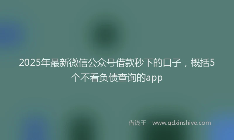2025年最新微信公众号借款秒下的口子，概括5个不看负债查询的app