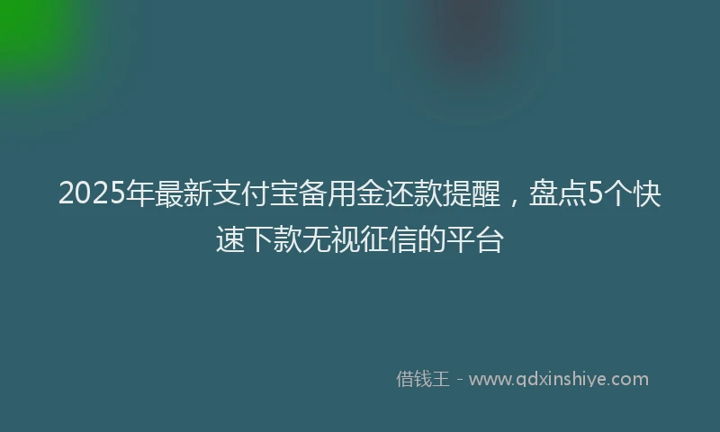 2025年最新支付宝备用金还款提醒，盘点5个快速下款无视征信的平台