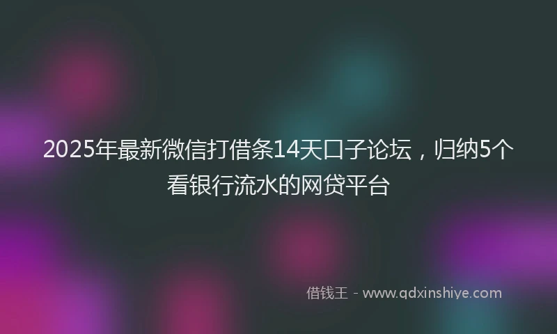 2025年最新微信打借条14天口子论坛，归纳5个看银行流水的网贷平台