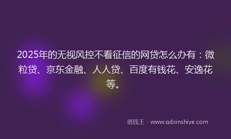 2025年的无视风控不看征信的网贷怎么办有：微粒贷、京东金融、人人贷、百度有钱花、安逸花等。