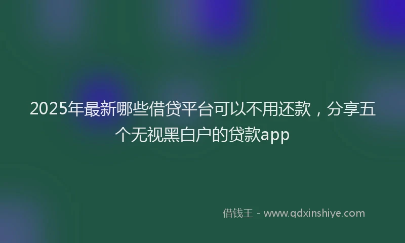 2025年最新哪些借贷平台可以不用还款，分享五个无视黑白户的贷款app