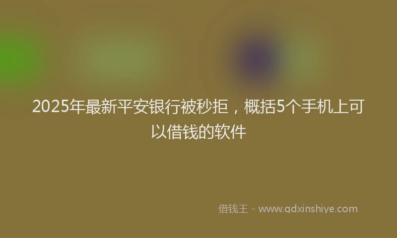 2025年最新平安银行被秒拒，概括5个手机上可以借钱的软件