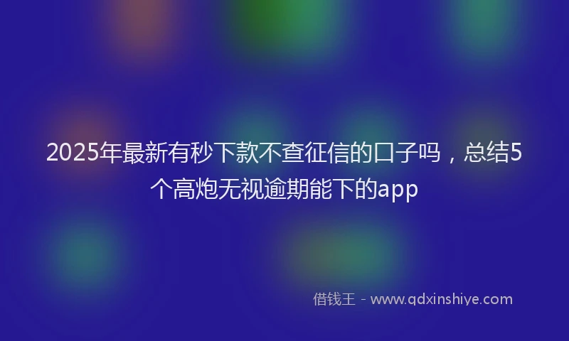 2025年最新有秒下款不查征信的口子吗，总结5个高炮无视逾期能下的app