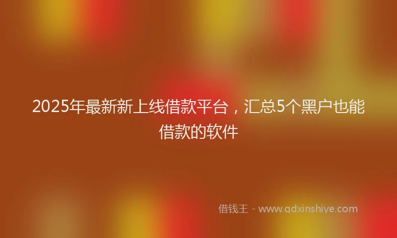 2025年最新新上线借款平台，汇总5个黑户也能借款的软件