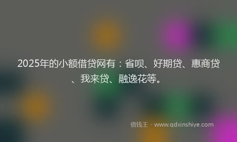 2025年的小额借贷网有：省呗、好期贷、惠商贷、我来贷、融逸花等。